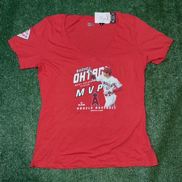 New Era Tops - New Era Shoei Ohtani Los Angeles Angels MVP‎ Women's V-neck XL Red T-shirt NWT